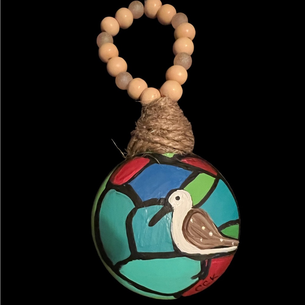 Original, hand painted glass ornament